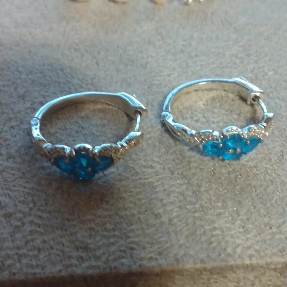 Stamped .925 Neon Apatite Earrings